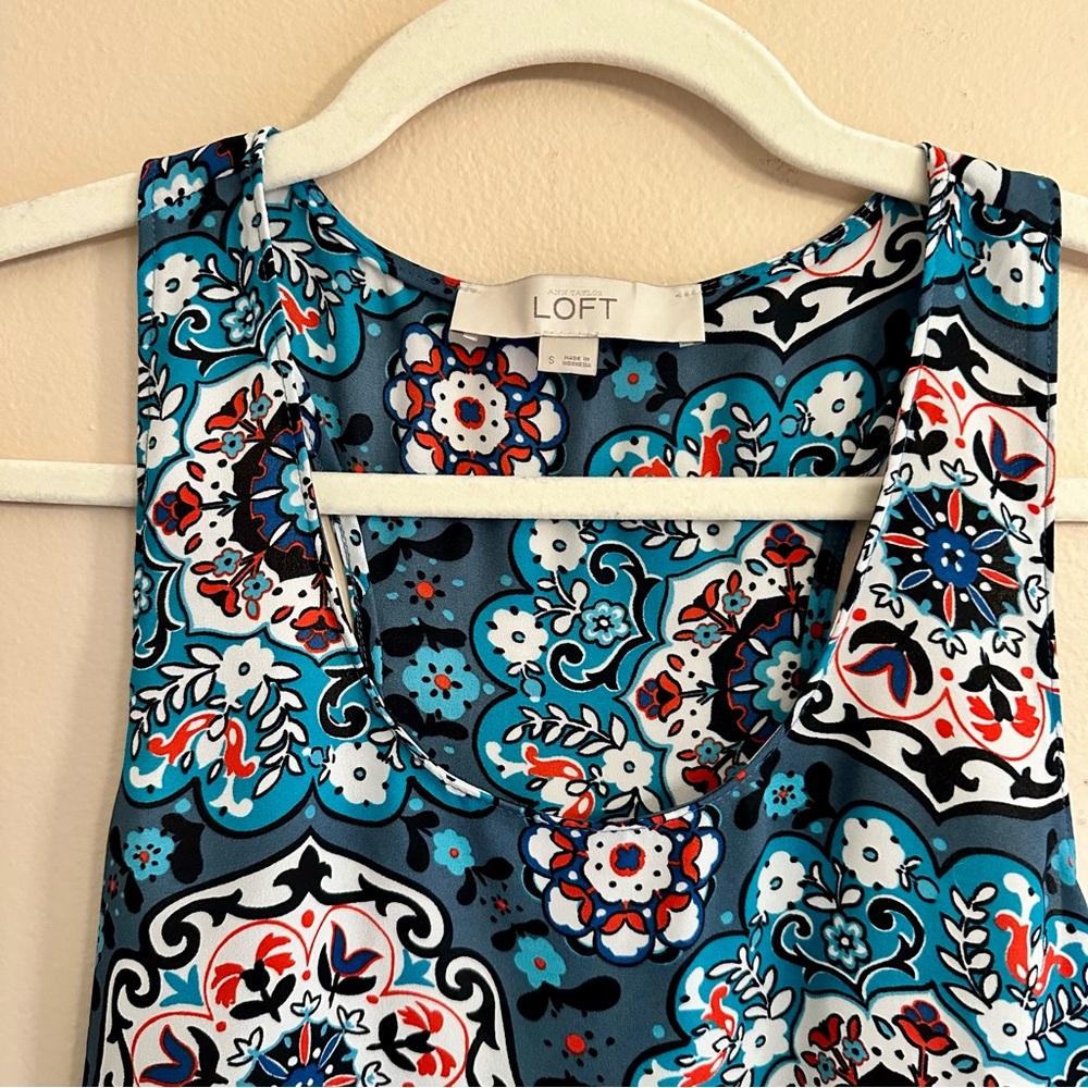 Loft Floral Sleeveless Women's Top - Teal and Black - Picture 4 of 7